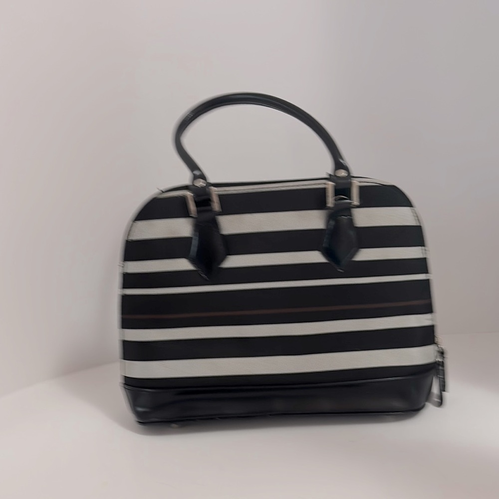 Black and White Striped Handbag